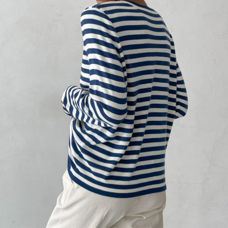 Elara Striped Cotton Long Sleeve Shirt