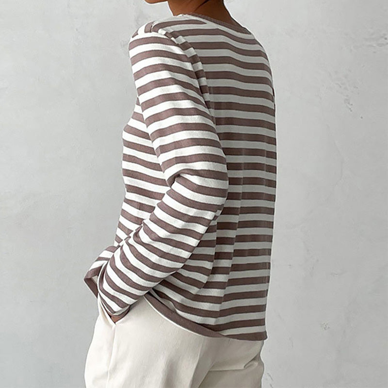 Elara Striped Cotton Long Sleeve Shirt