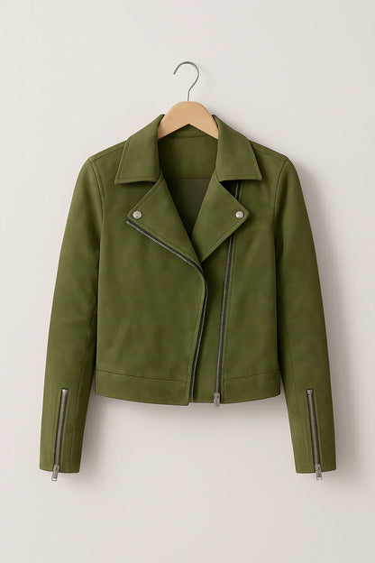Aria Women’s Zipper Moto Bomber Jacket