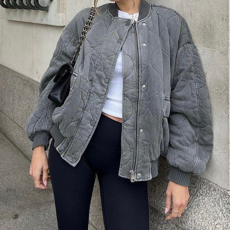 Harper Women’s Quilted Oversized Bomber Jacket