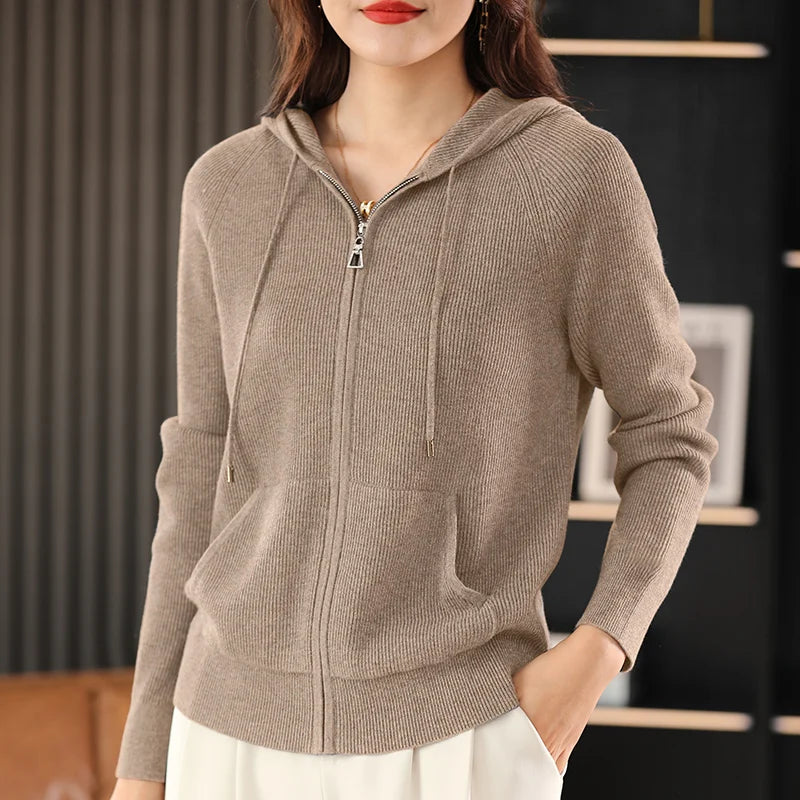 Eira Wool Blend Zip Cardigan