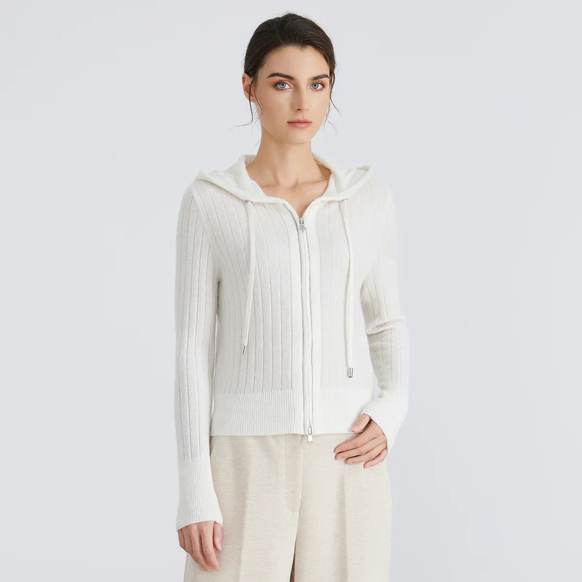 Milan Ribbed Zip Knit Cardigan