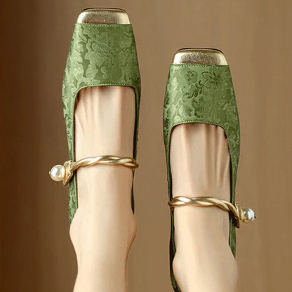 Casviera Floral Square Toe Heels