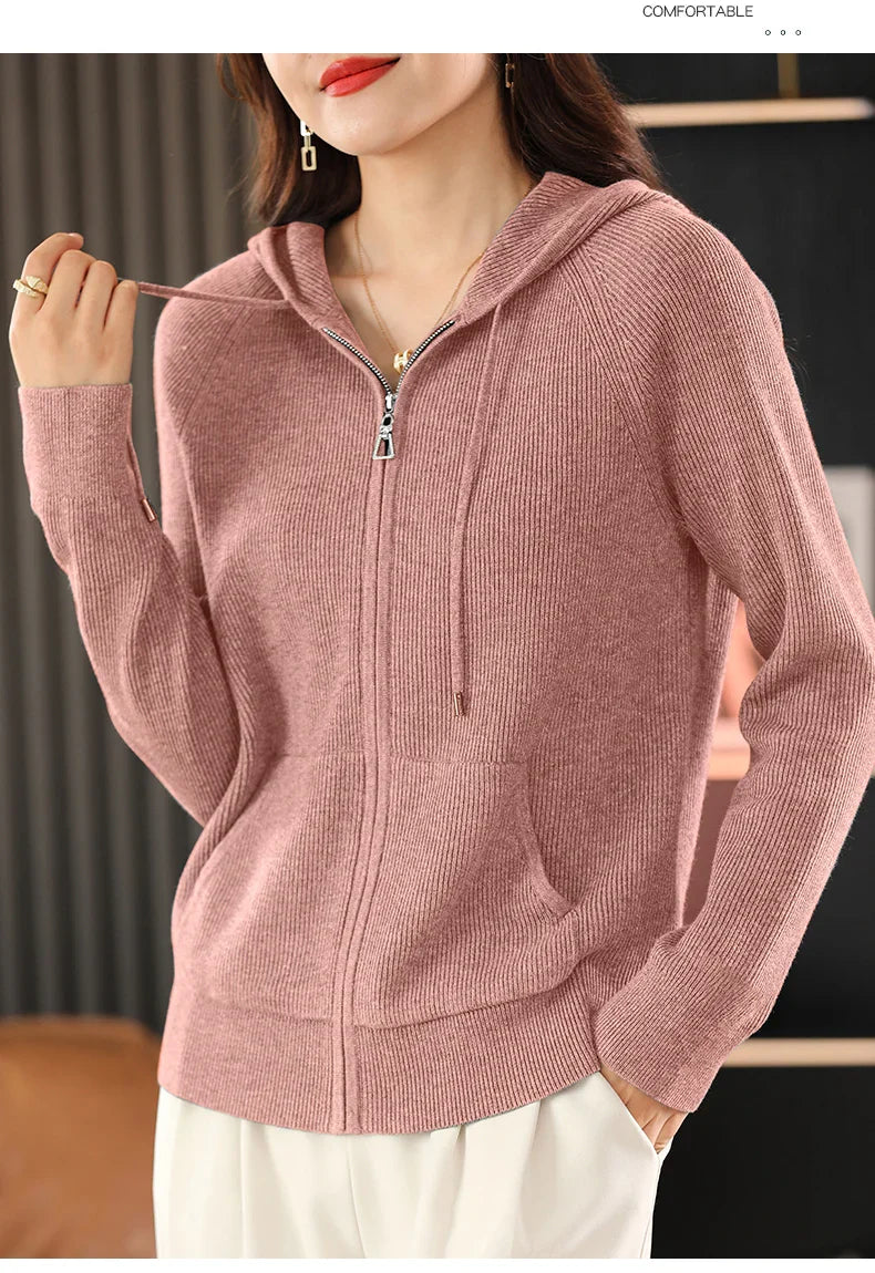 Eira Wool Blend Zip Cardigan