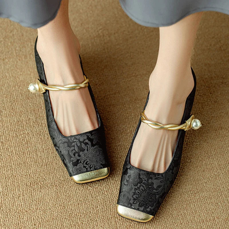 Casviera Floral Square Toe Heels