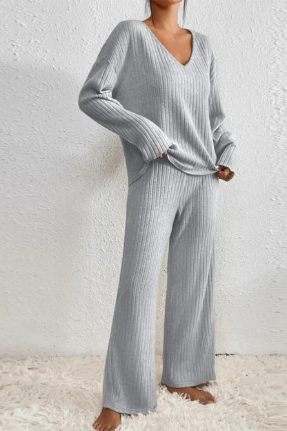 Caelis Women’s Ribbed Two Piece Loungewear Set