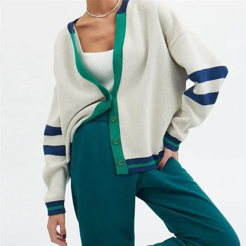 Relaxed V Neck Knit Cardigan