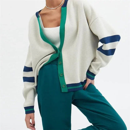 Relaxed V Neck Knit Cardigan