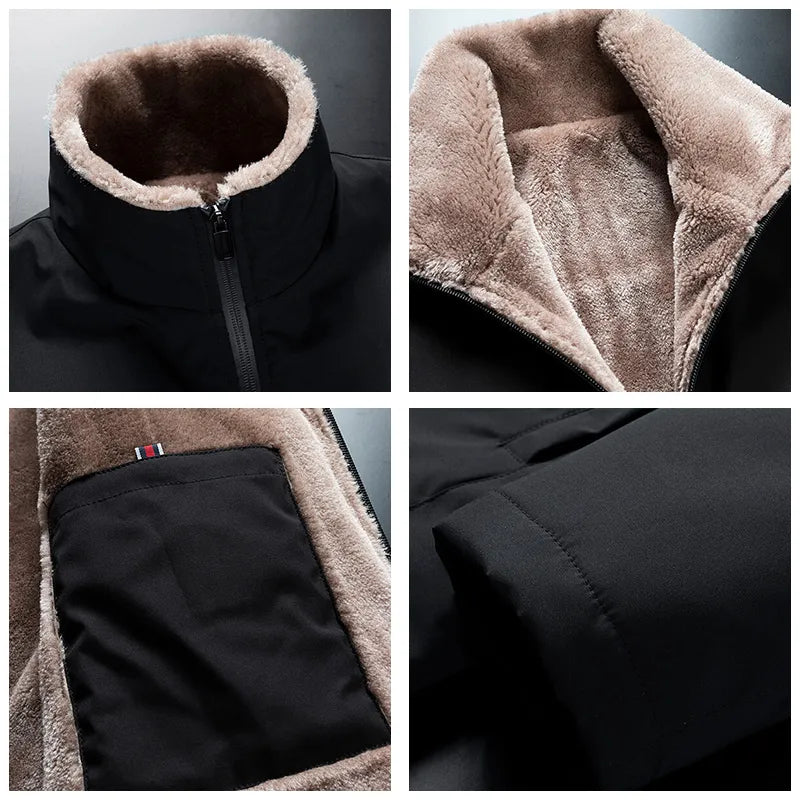 Men's Black Fluffy Lined Jacket