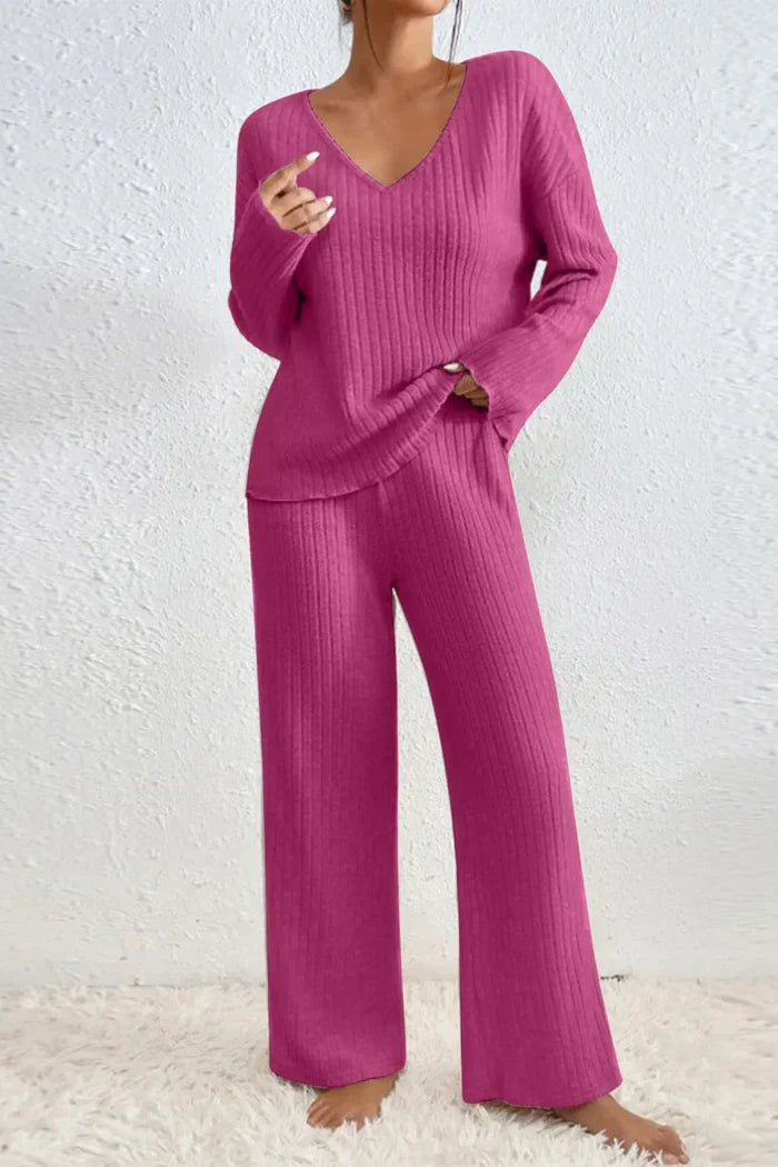 Caelis Women’s Ribbed Two Piece Loungewear Set