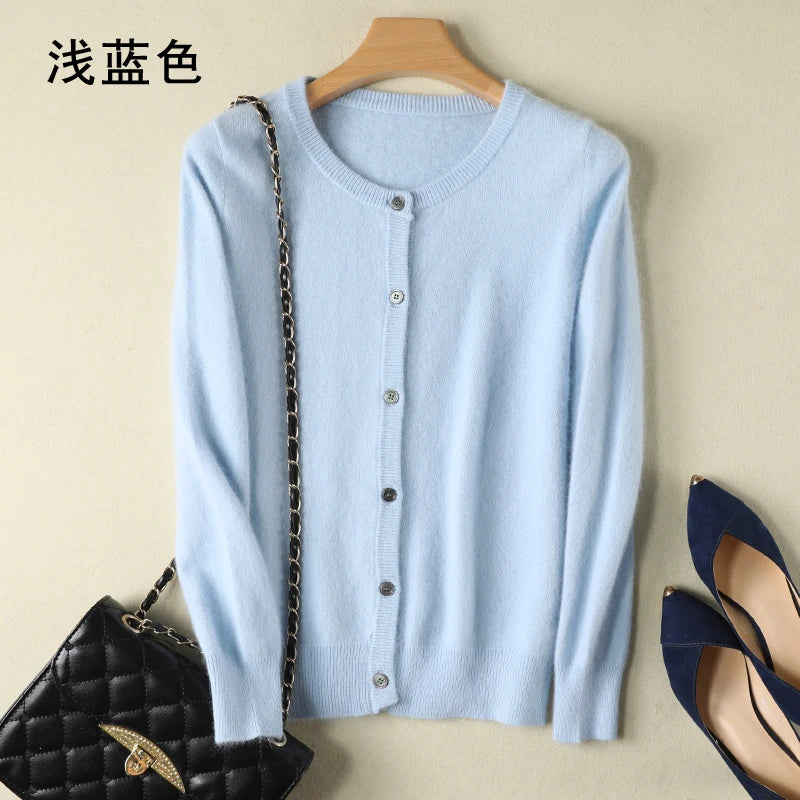 Lunara Mink Cashmere Blend Cardigan