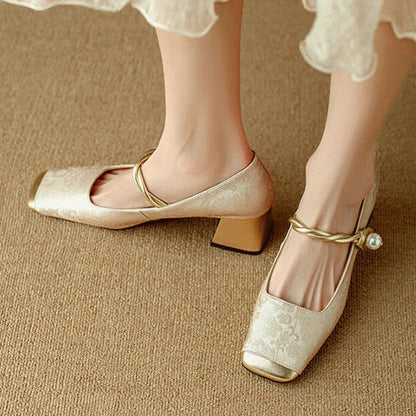Casviera Floral Square Toe Heels