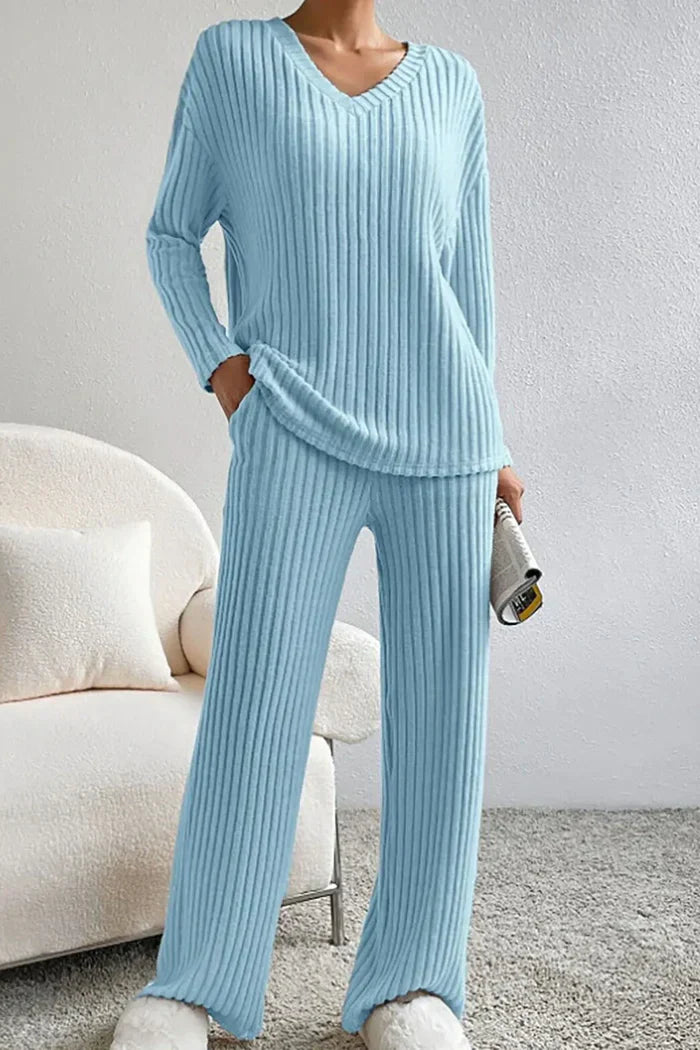 Caelis Women’s Ribbed Two Piece Loungewear Set