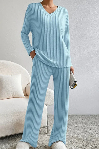 Caelis Women’s Ribbed Two Piece Loungewear Set