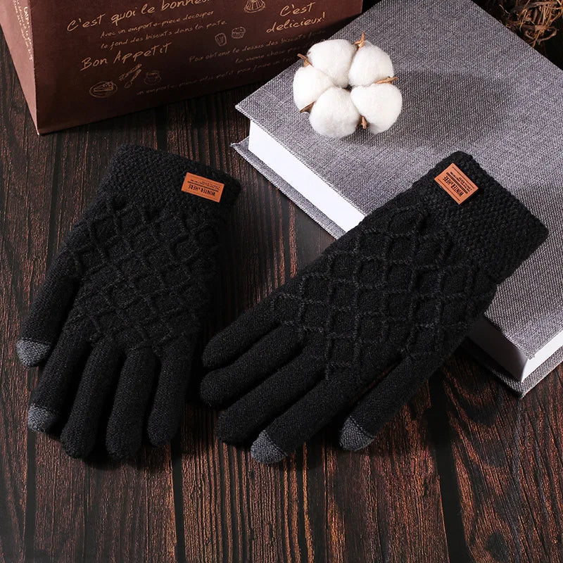 Men’s Rhombus Knit Touchscreen Gloves