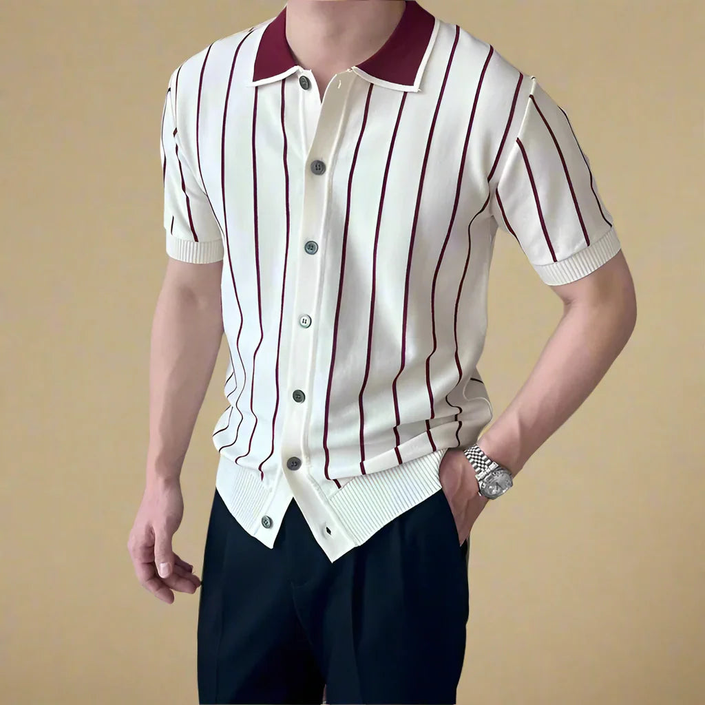 Matteo Striped Knit Polo