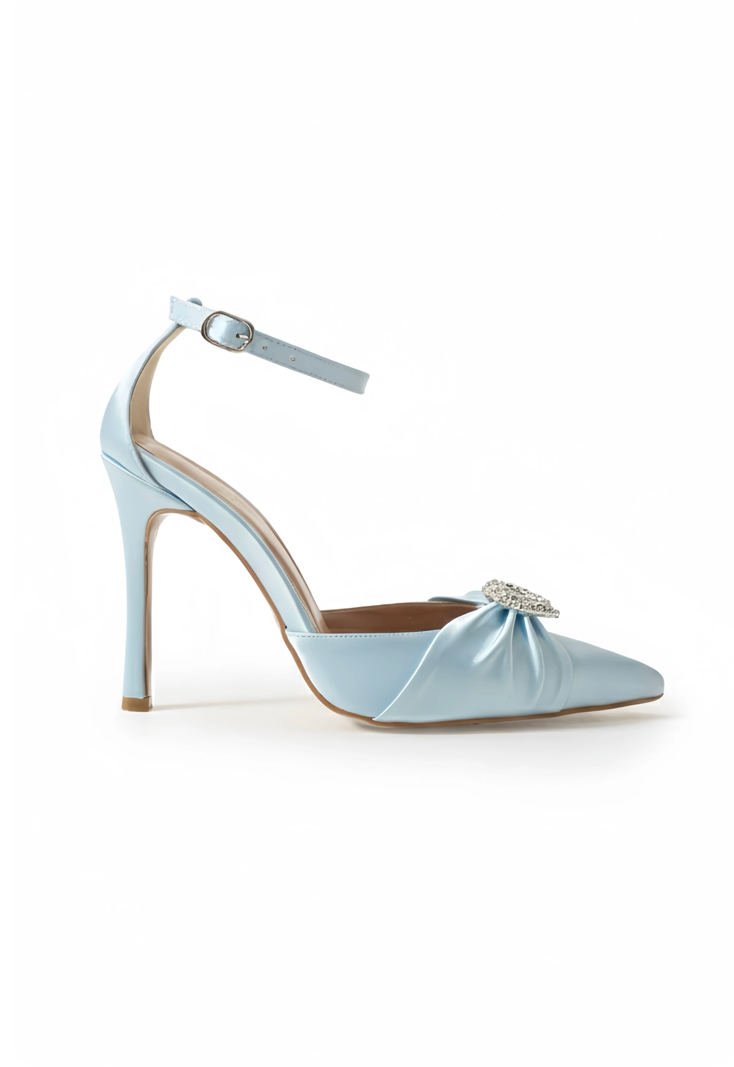 Carla | Ivory Satin High Heels Bow with Heart Stone