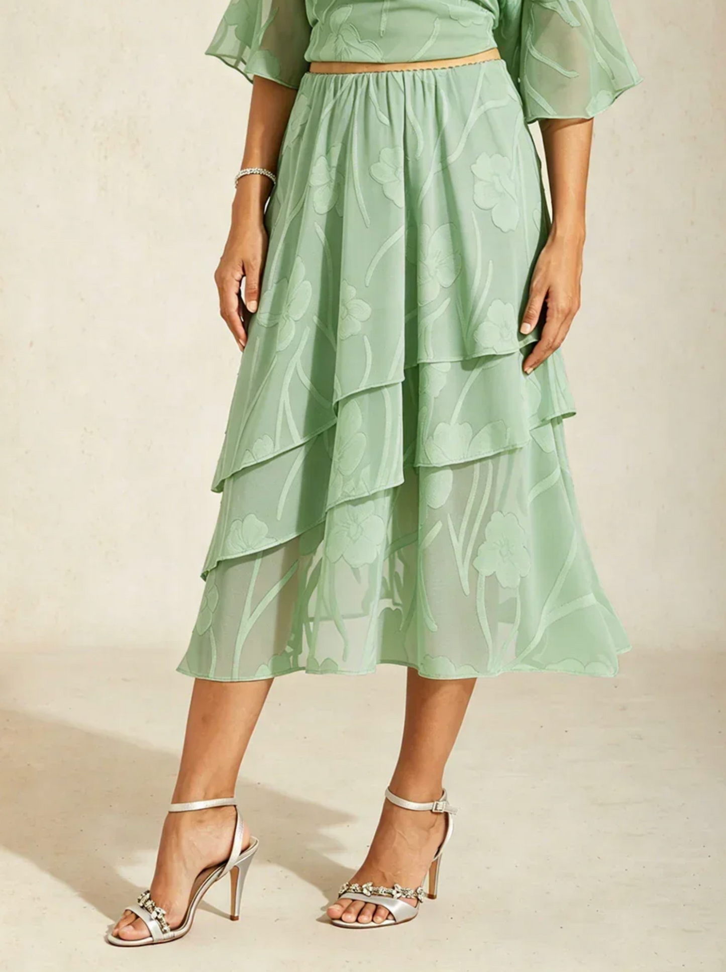 Floral Chiffon Midi Skirt