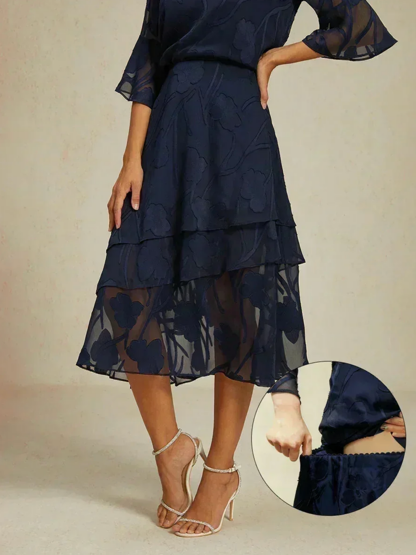 Floral Chiffon Midi Skirt