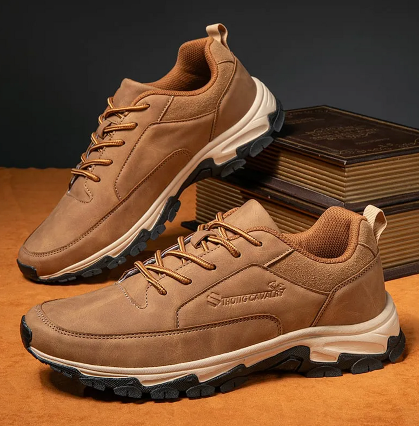 MEN'S COMFORTABLE GENUINE LEATHER SNEAKERS WITH ARCH SUPPORT AND SHOCK ABSORPTION