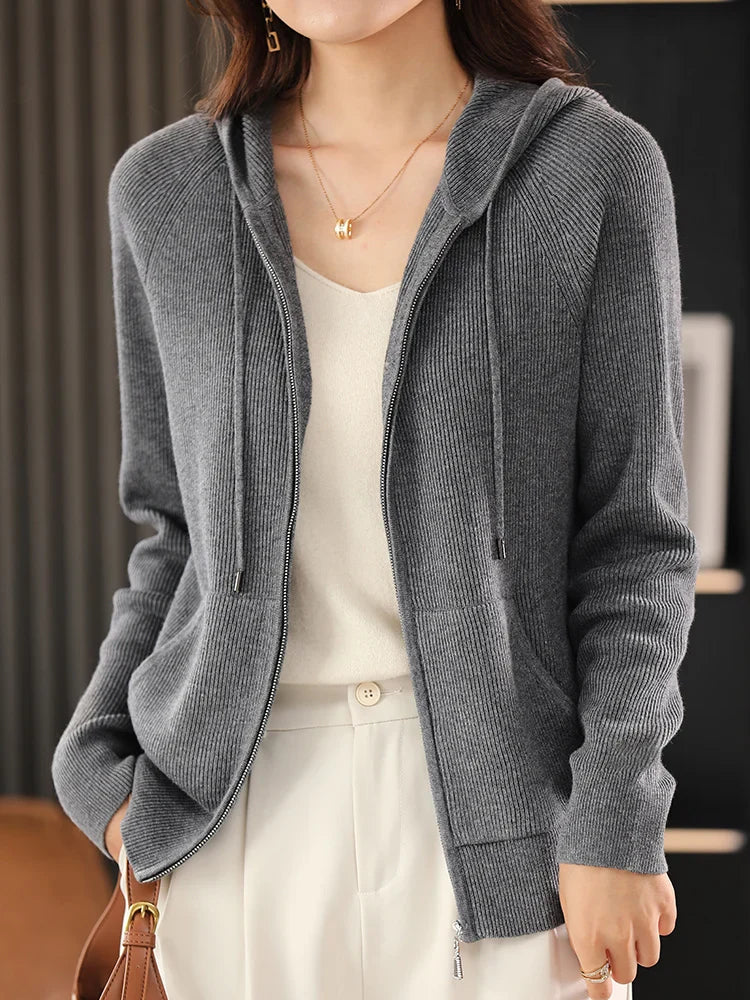 Eira Wool Blend Zip Cardigan