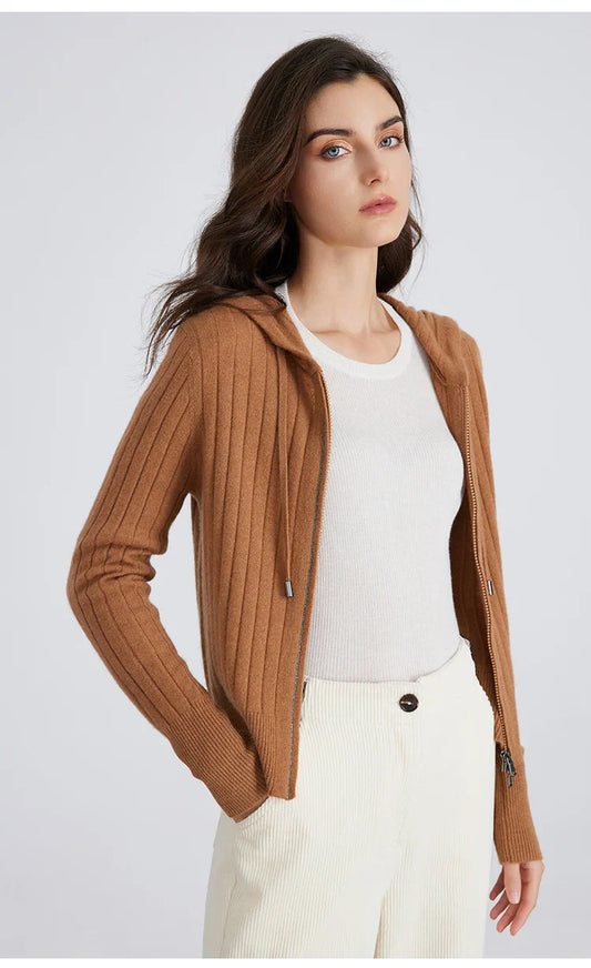 Milan Ribbed Zip Knit Cardigan