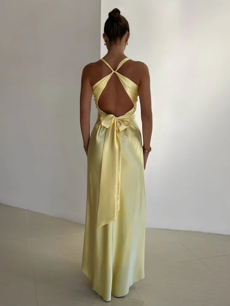Elegant Satin Long A Line Formal Dress