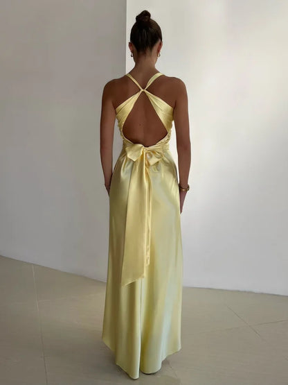 Elegant Satin Long A Line Formal Dress