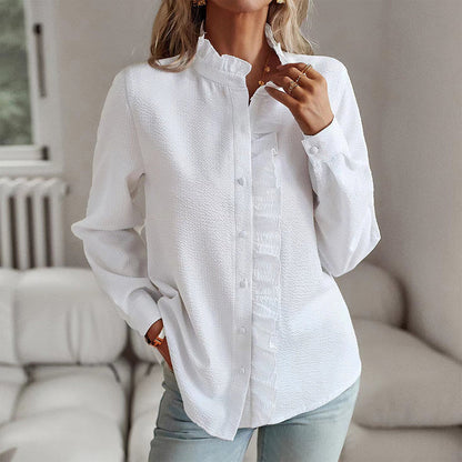 Bellini Ruffle Trim Cotton Shirt
