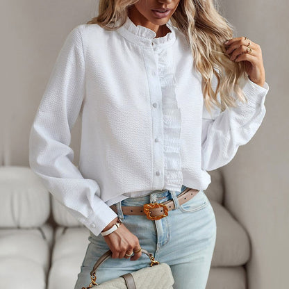 Bellini Ruffle Trim Cotton Shirt