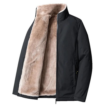 Men's Black Fluffy Lined Jacket