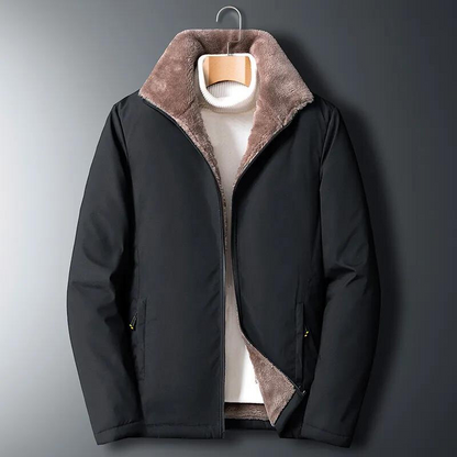Men's Black Fluffy Lined Jacket