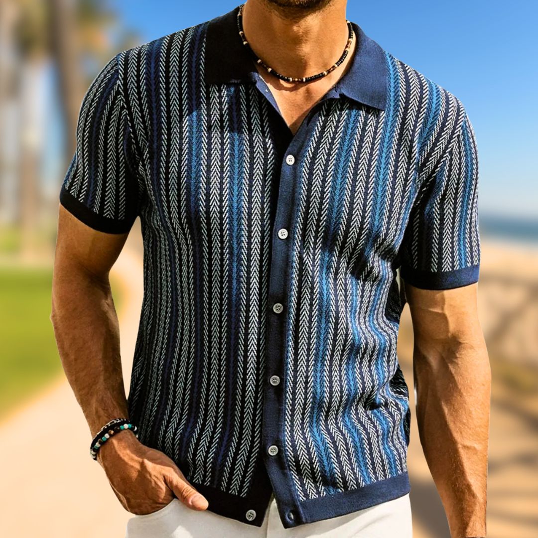 Chevron Button Through Polo