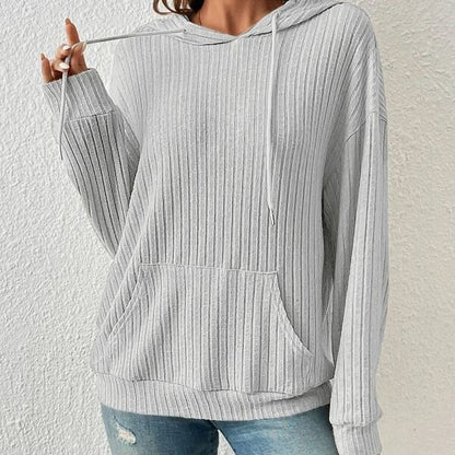 Ribbed Knit Hooded Pullover
