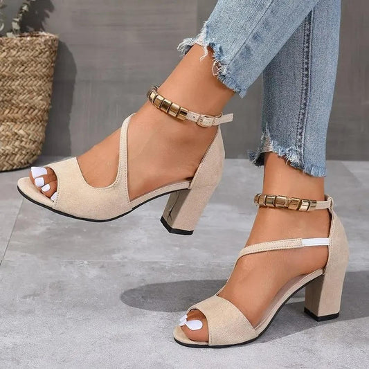 Ankle Strap Block Heel Sandals - Members VIP