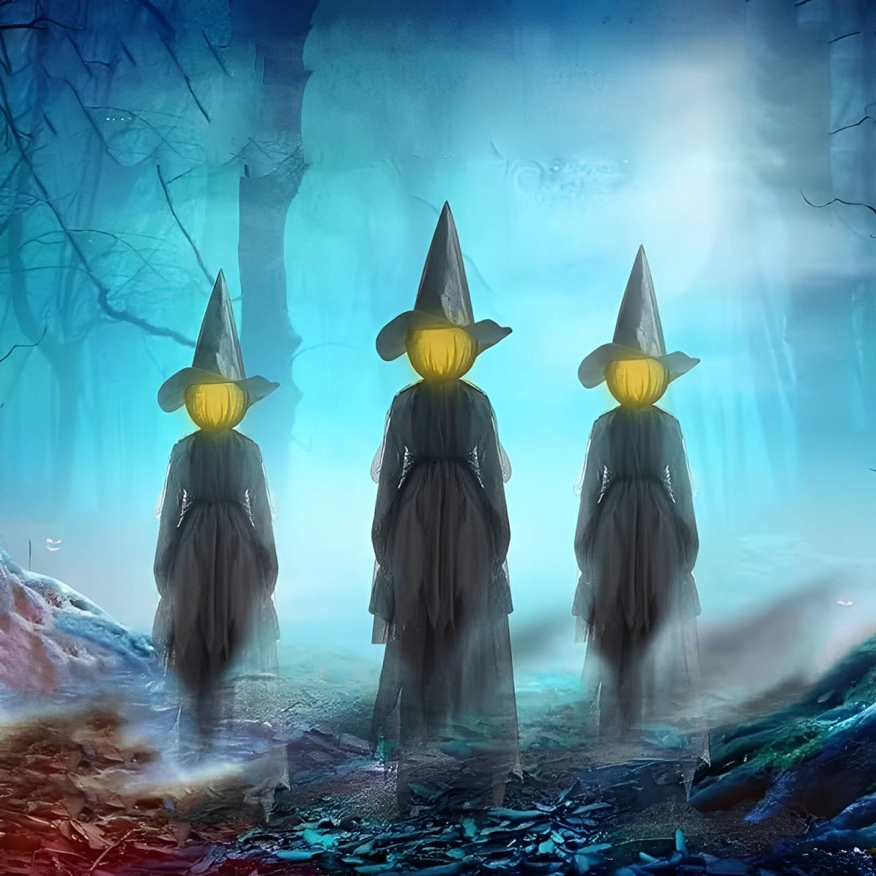 Set of 3 Sound Activated Hanging Witch Decorations