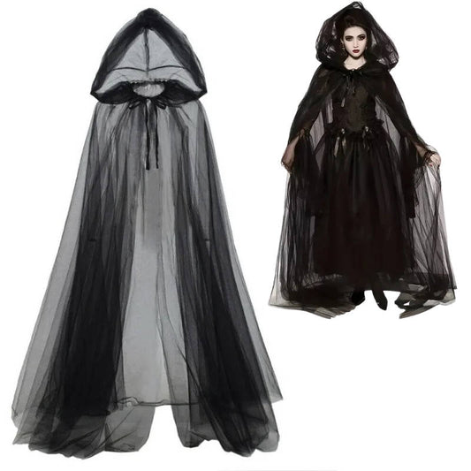 Black Hooded Cloak Costume for Women