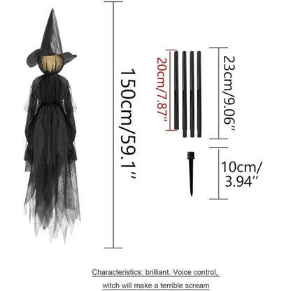 Set of 3 Sound Activated Hanging Witch Decorations