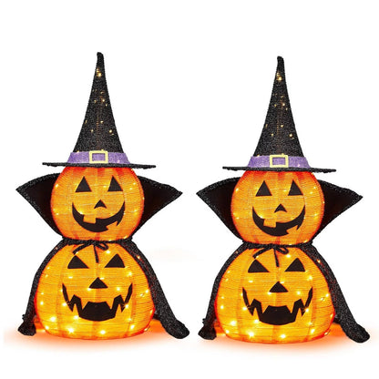 Set of 2 Lighted Pumpkin Decorations 3ft