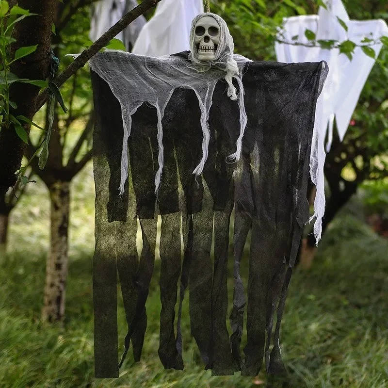 Hanging Ghost Decoration with Skull