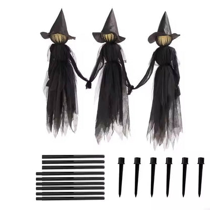 Set of 3 Sound Activated Hanging Witch Decorations