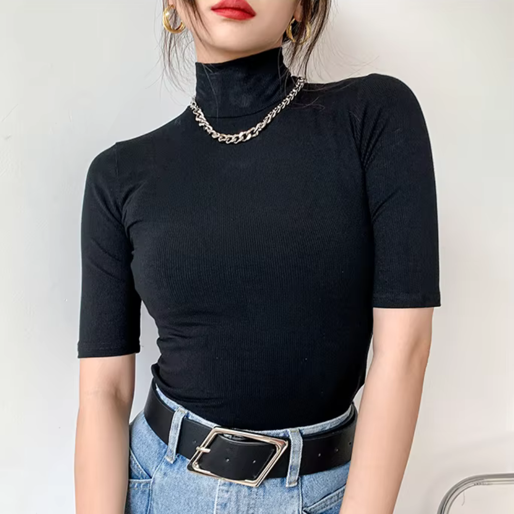 Elena Cotton Turtleneck Top