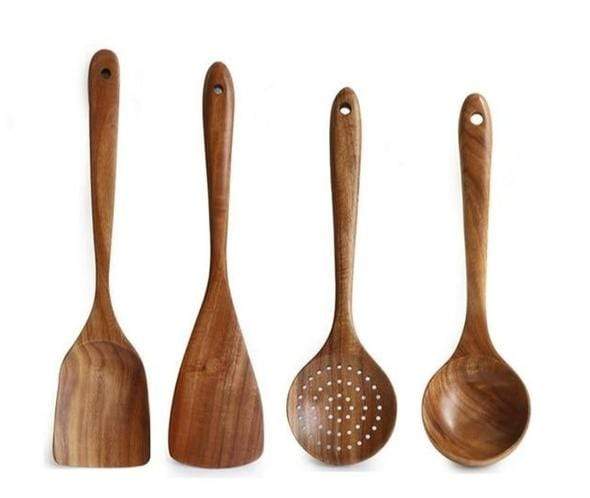4 Piece Teak Kitchen Utensil Set