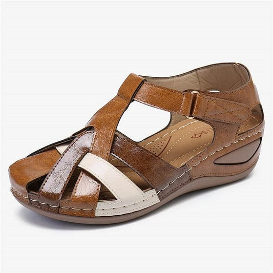 Clara Comfort Leather Orthopedic Wedge Sandals - Members
