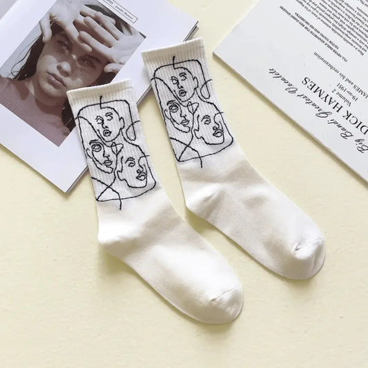Abstract Line Art Cotton Socks
