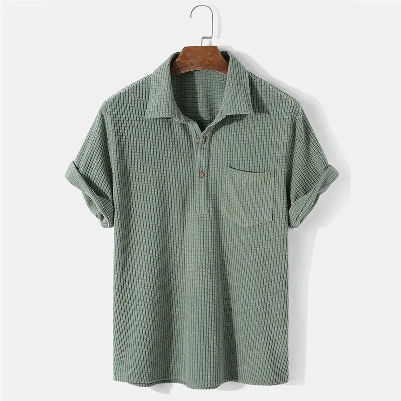 Montclair Waffle Knit Cotton Polo Shirt