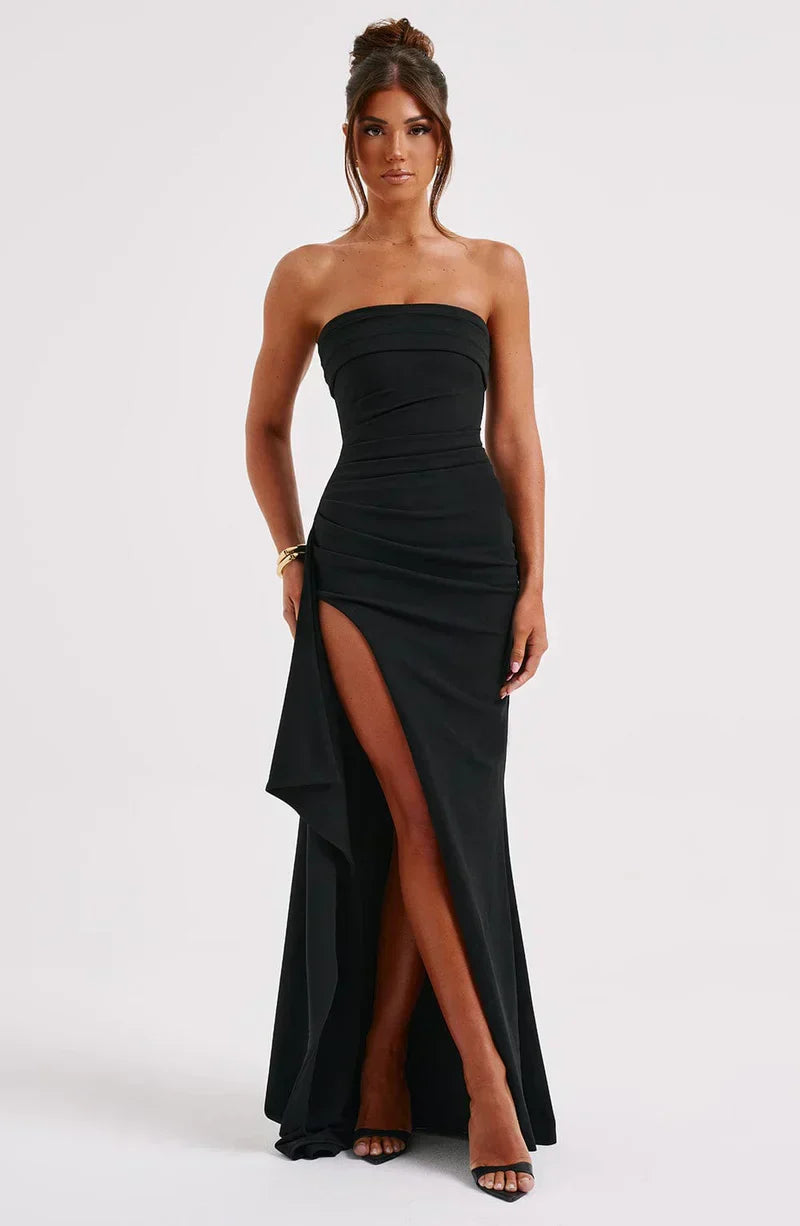 Althea Women’s Strapless Ruched Maxi Dress