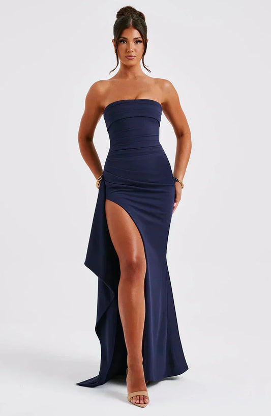 Althea Women’s Strapless Ruched Maxi Dress